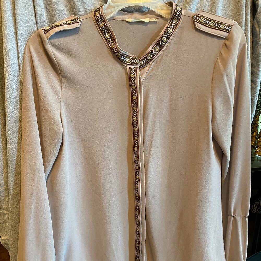 Free To Fly Women Brown Long Sleeve Blouse SMALL